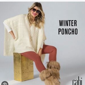 CAbi Cream Knit Winter Poncho NWTS OS